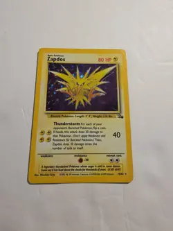 Pokemon TCG Zapdos Holo Rare Card 15/62 Fossil Base Set, Vintage 1999 LP WOTC - Image 1