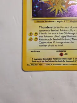 Pokemon TCG Zapdos Holo Rare Card 15/62 Fossil Base Set, Vintage 1999 LP WOTC - Image 2