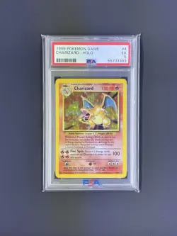 Pokemon Charizard Holo Base Set Unlimited PSA 5- 4/102 Rare TCG Card - Image 1