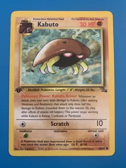 1st Edition Kabuto 50/62 Fossil Set Rare Vintage 1999 Pokemon Card - NM - Image 1