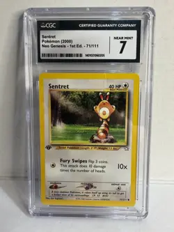 2000 Pokemon Neo Genesis 1st Edition Sentret CGC 7 Near Mint Graded Card TCG Hot - Image 1