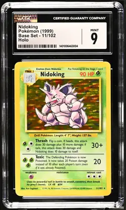 CGC 9 MINT Nidoking 1999 Base Set 11/102 Holo Pokemon Card - Image 1