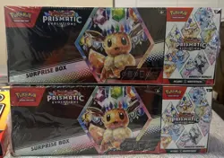 Lot Of 4 Pokemon Prismatic Evolution Surprise Box + Booster Bundle - Image 1