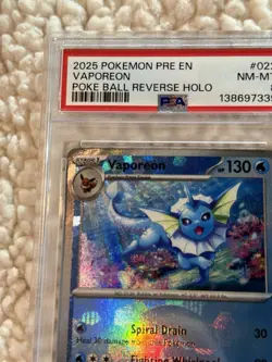 VAPOREON PSA 8 2025 POKEMON PRISMATIC EVOLUTIONS #022/131 REVERSE HOLO POKE BALL - Image 2