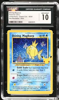 2021 Pokemon Celebrations Classic Collection Shining Magikarp 66/64 CGC 10 - Image 1