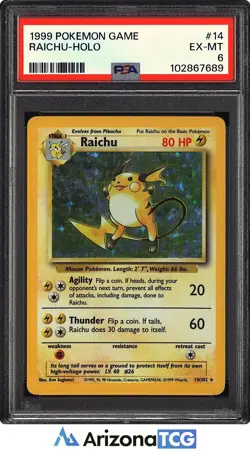 Pokemon 1999 Raichu 14/102 Holo Rare Base Set PSA 6 - Image 1