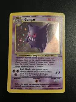 1999 Pokemon Gengar English Holo Fossil Set 5/62 - Image 1