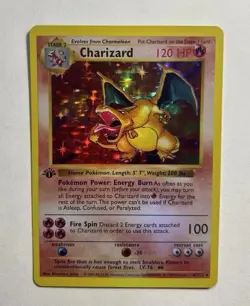1st Edition Base Set Shadowless Charizard 4/102 CUSTOM REPLICA ART Pokemon MINT - Image 1