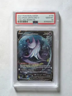 PSA 10 GEM MINT Galarian Articuno V 170/198 Alt Art Chilling Reign 2021 Pokemon - Image 1