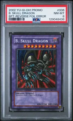 2002 YU-GI-OH! PROMO BPT-COLLECTOR'S TINS REVERSE FOIL ERR B. SKULL DRAGON PSA 8 - Image 1