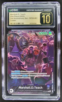 2025 ONE PIECE CCG MARSHALL D. TEACH LEADER OP09-081 CGC 10 PRISTINE B PT - Image 1