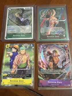 Roronoa Zoro x4 Card Lot Includes PRB02 Alt Art Rare One Piece English - Image 1