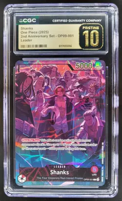 2025 ONE PIECE CCG SHANKS LEADER 2ND ANNIVERSARY OP09-001 PRISTINE CGC 10 B PT - Image 1