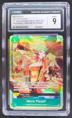2025 ONE PIECE CCG MORE PIZZA!! ALTERNATE ART OP07-037 CGC 9 A PT - Image 1