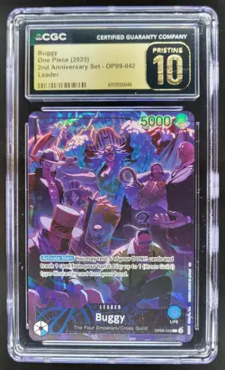 2025 ONE PIECE CCG BUGGY 2ND ANNIVERSARY LEADER OP09-042 CGC 10 PRISTINE B PT - Image 1