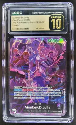 2025 ONE PIECE CCG MONKEY D. LUFFY OP09-061 LEADER CGC 10 PRISTINE B PT - Image 1