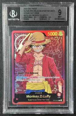 MONKEY D. LUFFY STRAW HAT CREW BGS 9 2022 ONE PIECE #ST01-001 SUPER PRE-RELEASE - Image 1