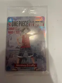 Bandai Namco Monkey D. Luffy US Voyage Promo Full Art Holo P-055 One Piece CCG - Image 1