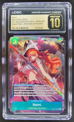 2024 ONE PIECE CCG NAMI SUPER RARE ALT ART CGC 10 PRISTINE B PT - Image 1