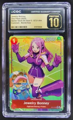2025 ONE PIECE CCG JEWERLY BONNEY BORDERLESS ST21-004 CGC 10 PRISTINE A PT - Image 1