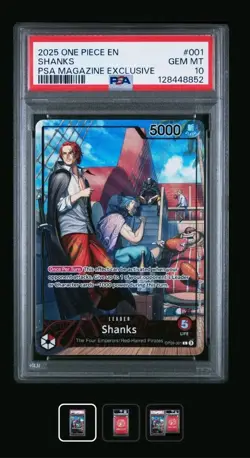 2025 One Piece EN #001 Shanks PSA Magazine Exclusive PSA 10 - Image 1