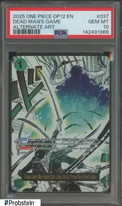 2025 One Piece OP12 EN Alternate Art #037 Dead Man's Game PSA 10 GEM MINT - Image 1