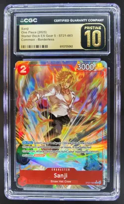 2025 ONE PIECE CCG SANJI BORDERLESS ST21-003 CGC 10 PRISTINE A PT - Image 1