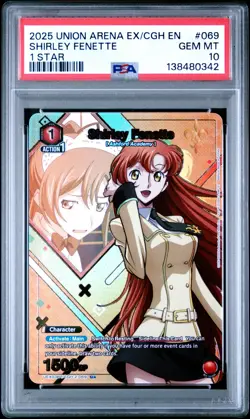 Union Arena TCG Shirley Fenette Alt Art Holo PSA 10 Gem Mint CCG Code Geass - Image 1