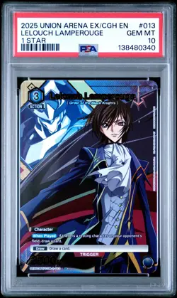 Union Arena TCG Lelouch Lamperouge Alt Art Holo PSA 10 Gem Mint CCG Code Geass - Image 1