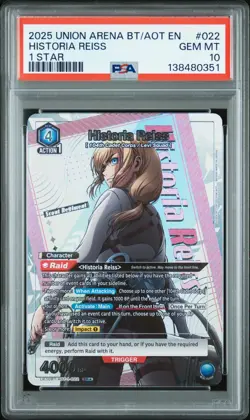 Union Arena TCG Historia Reiss Alt Art Holo PSA 10 Gem Mint Attack on Titan - Image 1