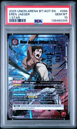 Union Arena TCG Eren Jaeger Attack Titan Alt Art Holo PSA 10 Gem Mint AOT - Image 1