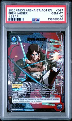 Union Arena TCG Eren Jaeger Alt Art Holo PSA 10 Gem Mint Attack on Titan - Image 1