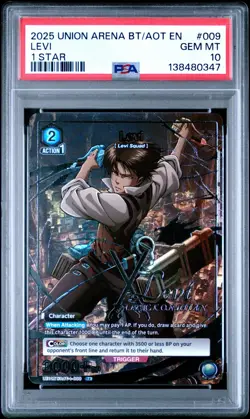 Union Arena TCG Levi Alt Art Holo PSA 10 Gem Mint Attack on Titan - Image 1