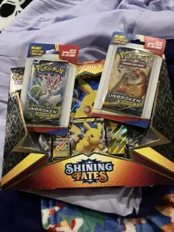Pokemon Cards Shining Fates Pikachu Promo And Two Unbroken Bonds Packs Sealed ￼￼ - Image 1