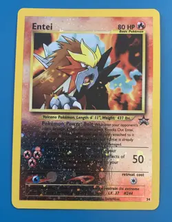 Entei #34 Black Star Promo Reverse Holo Rare Vintage Pokemon Card - NM - Image 1