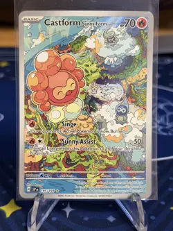 Pokemon Card - Castform Sunny Form Surging Sparks 195/191 Holo Illustration Rare - Image 1