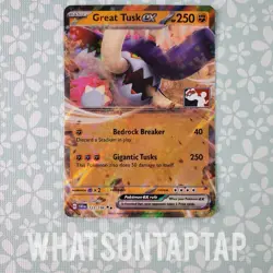 Pokemon Card Great Tusk Ex 123/198 Ultra Rare Scarlet Violet Prize Pack Series 3 - Image 1