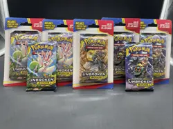 Pokemon Unbroken Bonds 2-Booster Pack & 5 Blister 10 Card Packs Factory Sealed - Image 1