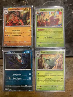 Pokemon TCG Cosmos Holo Card Lot Of 4 Arcanine Dipplin Sinistcha Darkrai Rare - Image 1