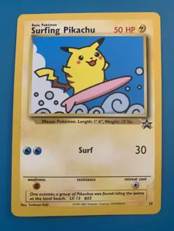 Surfing Pikachu #28 Black Star Promo Rare Vintage Pokemon Card - NM - Image 1