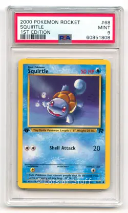 PSA 9 MINT Squirtle Team Rocket 1st Edition THICK STAMP Pokemon 68/82 -08 - Image 1