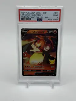 2021 Pokemon SWSH BSP Celebrations Collection #133 Lance's Charizard V PSA 9 - Image 1