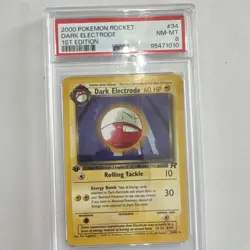 Pokemon Team Rocket Dark Electrode 1st Edition Rare PSA 8 34/82 2000 - Image 1