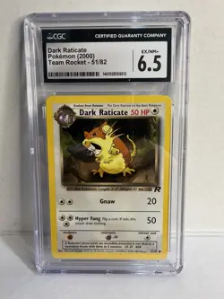 Dark Raticate Team Rocket 51/82 CGC 6.5 EX/NM+ Vintage Pokemon Card 2000 - Image 1
