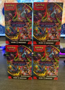 (4) Pokemon Mega Evolution Phantasmal Flames Booster Bundle Sealed Lot of 4 - Image 1