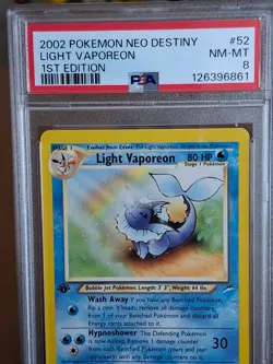 2002 Pokemon Neo Destiny Light Vaporeon 1st Edition #52 - PSA 8 NM-MINT CLEAN! - Image 2