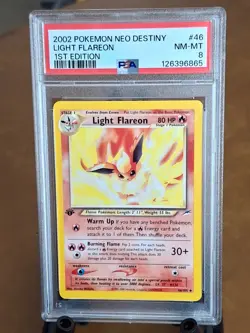 2002 Pokemon Neo Destiny Light Flareon 1st Ed. #46 - PSA 8 NEAR MINT to MINT - Image 1