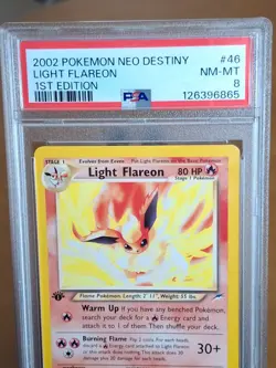 2002 Pokemon Neo Destiny Light Flareon 1st Ed. #46 - PSA 8 NEAR MINT to MINT - Image 2
