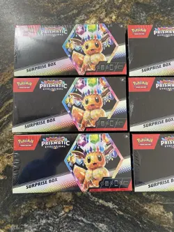 Pokemon Prismatic Evolutions Surprise Box New Sealed X6 Case Quantity - Image 1