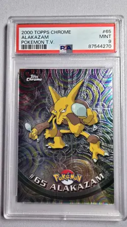 ALAKAZAM #65 Topps Chrome Pokemon TV Animation Edition (2000) PSA 9 - Image 1